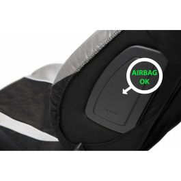 WRC Fundas Asientos Coche Rallye Cover Set Terciopelo Negro Malla Plateada Compatible Airbag Lateral