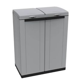 Ecoline Armario reciclaje 2 puertas, gris/negro, 68x39x88.7 cm, capacidad 2 bolsas de 110l