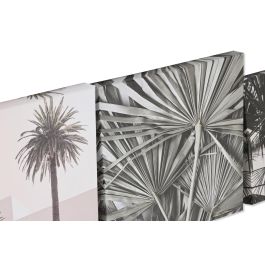 DKD Home Decor Set de 5 Piezas Cuadro Decorativo Hojas Beige Verde Lienzo MDF 25 x 25 x 2.5 cm