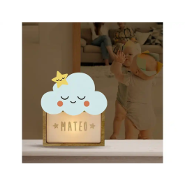 Wondee Lampara Personalizable Little Cloud para Bebé Luz Nocturna Infantil Quit Miedos Madera