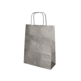 Q-connect Bolsa Papel Kraft Plata XS con Asa Retorcida 180x240x80 mm