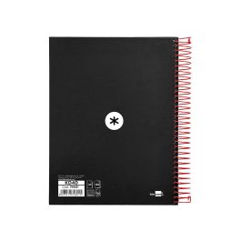 Cuaderno Espiral A5 Micro Antartik Tapa Forrada120H 90 gr Cuadro 5 mm 5 Bandas6 Taladros Color Negro