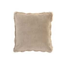DKD Home Decor Cojín Decorativo Urban Beige de Poliéster 45x45 cm con Efecto Pelo de Conejo y Cremallera (Set de 2)