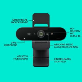 Logitech BRIO 4K Ultra HD Stream Edition Webcam para Streaming y Videollamadas con HDR, 60fps, y Campo de Visión Ajustable