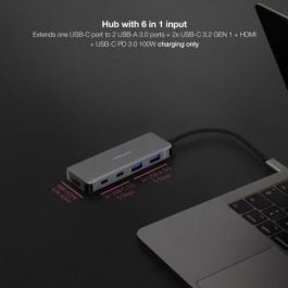 Hub USB NANOCABLE 10.16.1006 Gris (1 unidad)