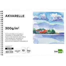Liderpapel Bloc Dibujo Acuarela Espiral A3 297x420mm 10 Hojas 300g/m2 Sin Recuadro