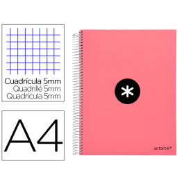 Antartik Cuaderno espiral A4 micro tapa forrada 120 hojas 90 gr cuadro 5mm 5 bandas color coral Precio: 8.49999953. SKU: B15CFWL6XN
