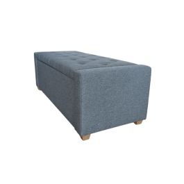 DKD Home Decor Descalzadora Urban Gris Claro 120x50x42 cm de Poliéster y Madera con Almacenaje Interior