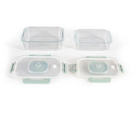 Livoo MEN404V Juego de 2 Recipientes para Vacío de Vidrio Borosilicato, Tapa de Plástico, 1.04L y 1.5L, Encajables