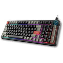 MSI FORGE GK110 Teclado Gaming ES con Retroiluminación LED, Antighosting 26 Teclas, Interruptores de Membrana, Cable USB-C Desmontable, para Windows 11, Negro