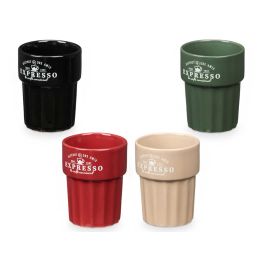 Vessia Vaso Expresso 300 ml de Loza, Surtido Colores Neutros, Apto Lavavajillas/Microondas, 8x10x8 cm (Set de 24)