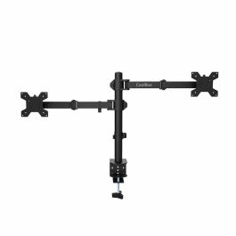Coolbox Soporte de Monitor doble brazo para 2 monitores de hasta 32" o 1 monitor y portátil de 17", abrazadera, VESA 75/100, acero negro mate, 8 kg