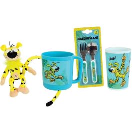 Fun House AAABH72543 - Vajilla Marsupilami: Vaso 220ml, Taza 350ml, Cubiertos y Peluche 18cm