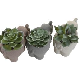DKD Home Decor Figura Urban de Elefante Cactus de Cemento y PVC Gris Beige 7 x 11 x 12 cm (6 Unidades)