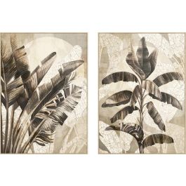 DKD Home Decor Cuadro Tropical con Palmeras Beige Blanco 143 x 103 cm (2 Unidades)