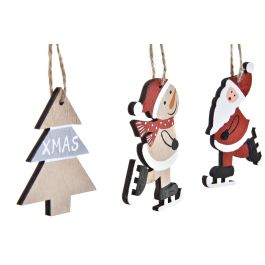 Decoracion Colgante Navidad Tradicional DKD Home Decor Rojo Blanco 7.7 x 1.5 x 21 cm Set de 3 (2 Unidades)