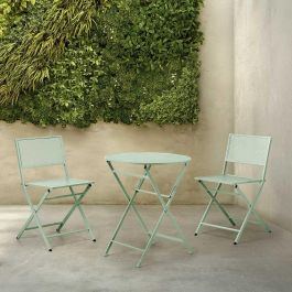 Set Mesa y 2 Sillas Verde Ibergarden - Mesa 60x60x70.5 cm, Silla 41x51x79 cm