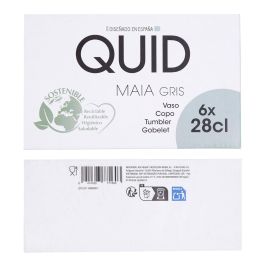 Quid Vaso Bajo Vidrio Maia 28 cL con Relieve Azul (6 Unidades) Apto Lavavajillas