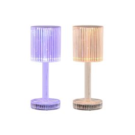 DKD Home Decor Lámpara Sobremesa LED Táctil Transparente con Mando a Distancia 8.5 x 23.5 x 8.5 cm