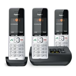 Gigaset COMFORT 500A trio Teléfono DECT/analógico con manos libres y contestador automático, Negro Plata