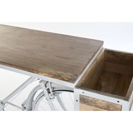 DKD Home Decor Consola Shabby Blanco Marron Hierro Mango 195 x 40 x 91 cm