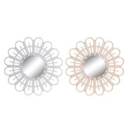 DKD Home Decor Espejo Scandi Natural Blanco 50 x 50 x 2.5 cm (2 Unidades)