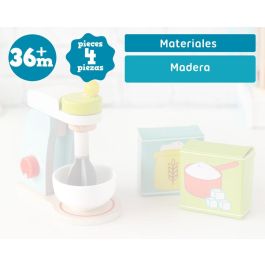 KioKids Juguete Batidora Procesadora de Madera Multicolor con Accesorios (Vaso, Harina, Azúcar) para Juego de Imitación Niños +3 Años