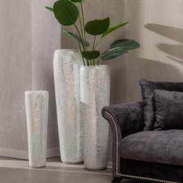 Jarrón Blanco Fibra de Vidrio Decoración 34 X 34 X 127 cm