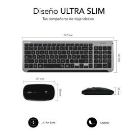 SUBBLIM Teclado con Ratón Bluetooth + 2.4G Combo Dual Prestige Extendido Gris/Negro