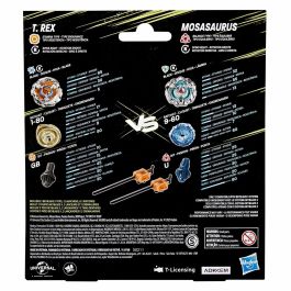 Hasbro HASG1898ES0 Beyblade X Jurassic World T. Rex vs. Mosasaurus - Set 2 Peonzas Takara Tomy y 2 Lanzadores, 8+ Años