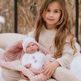 Muñecas Arias Muñeca Reborn Lola 40 cm Cuerpo Blando con Capazo Muñeco con Peso Español