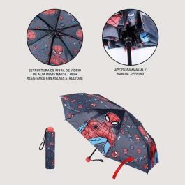 Cerdá Spiderman Paraguas Manual Plegable Escolar 50 cm para Niños y Niñas de 2 a 8 años. 100% Poliéster Resistente