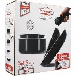 Menastyl 6020437 Batería de cocina Inducción 5 piezas Aluminio antiadherente Mango extraíble Negro