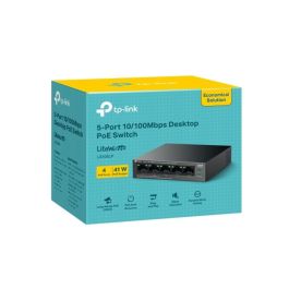 Tp - Link LS105LP Conmutador de 5 Puertos 10/100 Mbps con 4 Puertos PoE 802.3af, 41W, Diseño Silencioso