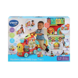 Vtech Baby Maxiloco Mon Trotti Tren 7 en 1 Andador Juego de Suelo Tabla Desmontable Portabebés Construcción Carro Deslizante 12-36 Meses