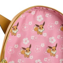 Loungefly Mochila Eevee Pokémon de Piel Vegana con Tirantes Ajustables y Bolsillo Delantero 21,5x27,9x10,1cm
