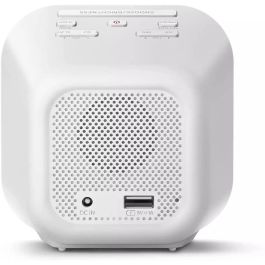 Philips TAR4406/12 Reloj Despertador Digital LED Blanco con Radio FM Carga USB