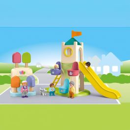 Playmobil Parque Infantil Aventura Junior con noria, tobogán, figuras y perro, Edad 1+ años