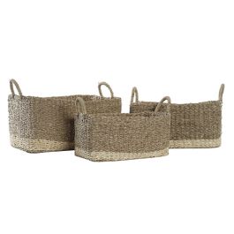 Cesta Boho DKD Home Decor Natural Marron 30 x 24 x 45 cm Set de 3