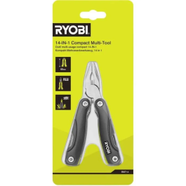 Ryobi RYO4892210201249 Alicates Multifunción 14 en 1 con Tijeras, Cuchillo, Destornillador, Sierra, Lima y Más Herramientas Esenciales