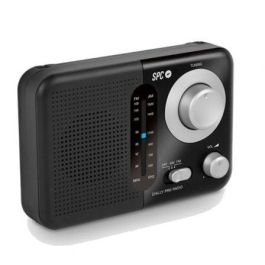 SPC 4590N Radio Portátil Valdi Negra AM/FM con Asa y Antena Telescópica, Entrada Auxiliar y Alimentación AC/Pilas