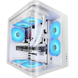 Mars Gaming Caja Semitorre ATX MCCURVW Blanca con Diseño Curvo y Cristal Templado, 4 Ventiladores FRGB