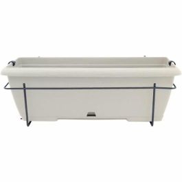 Garden Id 12228943 Kit Macetero Teramo con Soporte Metálico y Bandeja Integrada, Blanco 50 cm, Efecto Piedra, Reciclado/Reciclable