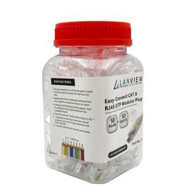 Lanview Conector RJ45 UTP Cat6 Easy-Connect para Cable Trenzado/Sólido AWG23-24 Caja 50 Piezas