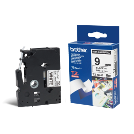 BROTHER Cinta No laminada blano/negro 12mm