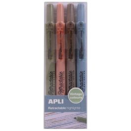 Marcador Fluor Apli Retractable Vintage Surtido Blister De 4 5 unidades Precio: 25.4999998. SKU: B1GAMBSKKT