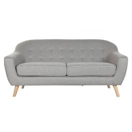 DKD Home Decor Sofá Scandi de 3 plazas, Poliéster/Madera, Gris Natural, 172x82x82 cm, Desmontable