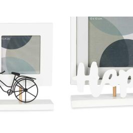Portafotos Triple Happy Giftdecor 40x21x6 cm Madera MDF Blanco/Marrón (6 Unidades) Portafotos Triple Happy Giftdecor 40x21x6 cm Madera MDF Blanco/Marrón (6 Unidades)