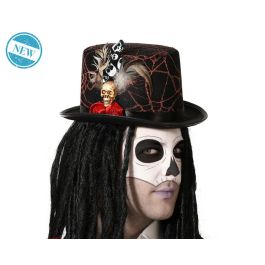 Sombrero Claquer Negro con Redes y Calavera para Disfraz de Gótico, Esqueleto o Halloween Precio: 4.49999968. SKU: B1H6J3PJLY