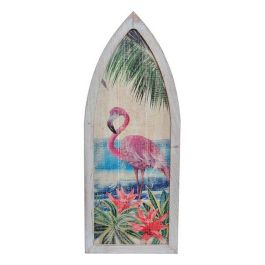DKD Home Decor Decoración Pared Tropical Flamenco Madera 101x40 cm (4 Unidades)
